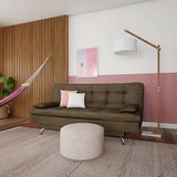 Sofá-Cama 3 Lugares Casal Qualidade Suede Café