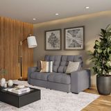 Sofá 3 Lugares Retrátil e Reclinável Avinhão Suede Grafite