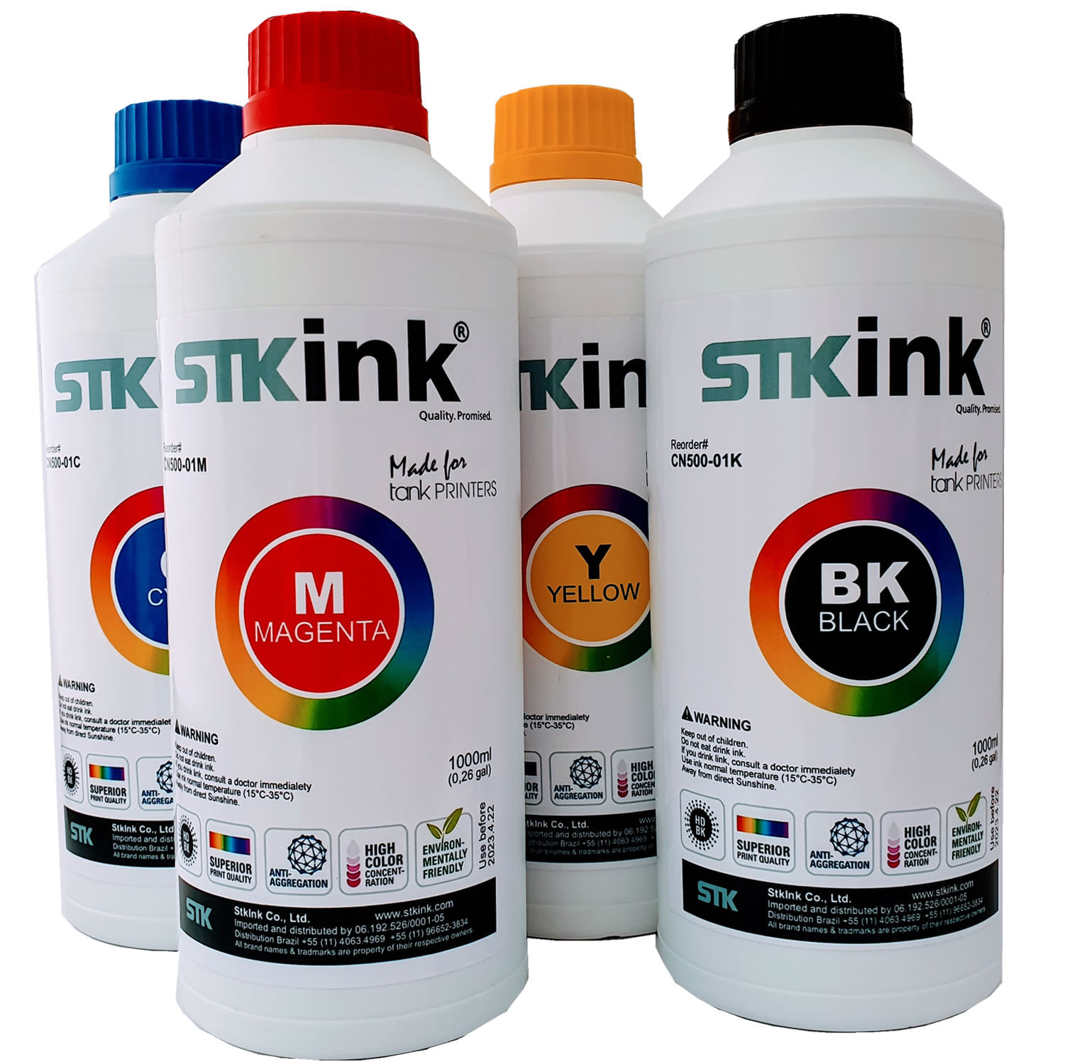 4 x 500ml Tinta Stk L3150 Refil T544 P/ Impressora Epson 544 Ecotank