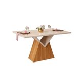 Mesa De Sala Jantar Argo Tampo Madeirado Vidro 120x90cm Carvalho Off White Dj Moveis