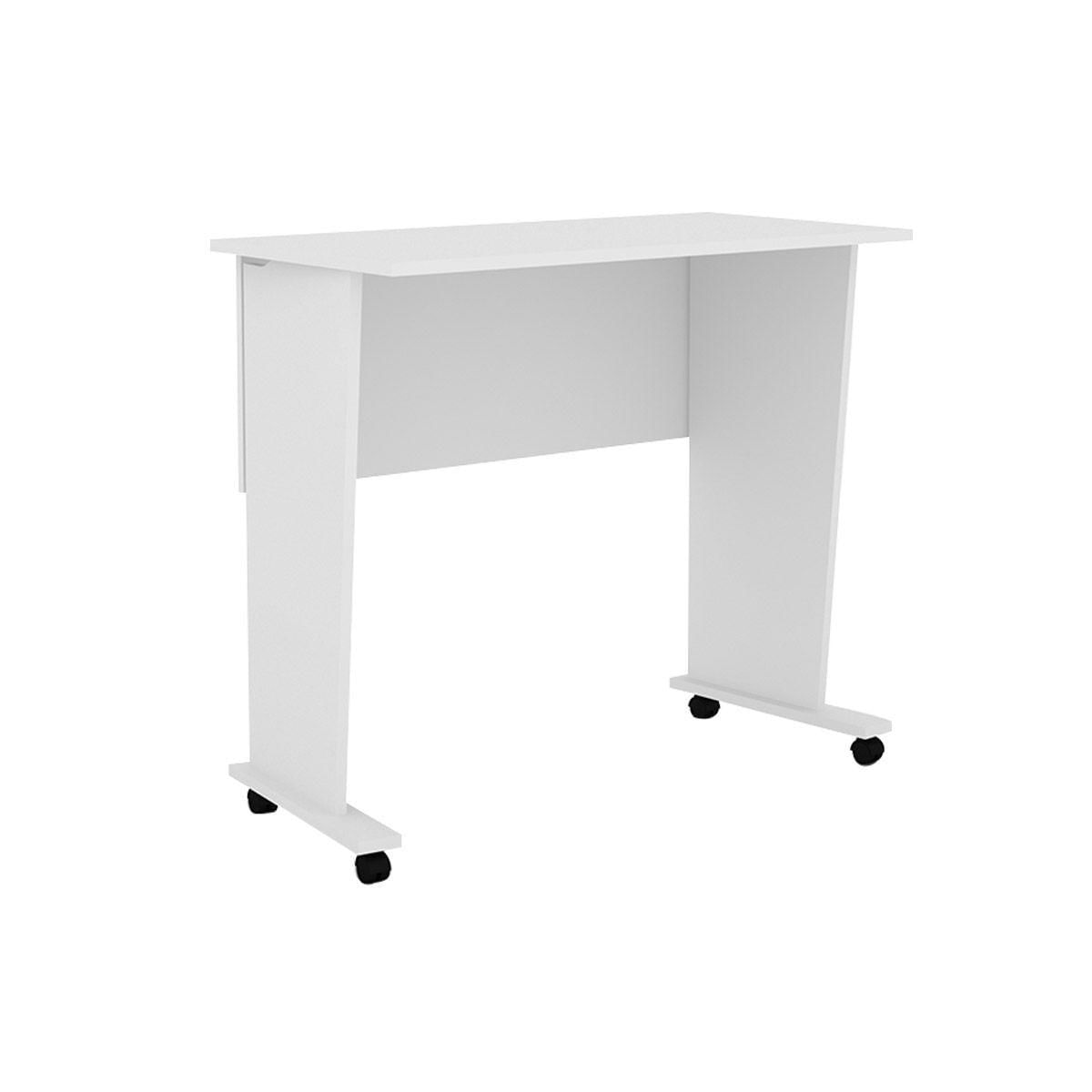 Mesa Multiuso Escritorio Dobravel Me4117 C Rodizios Branco Tecno Mobili