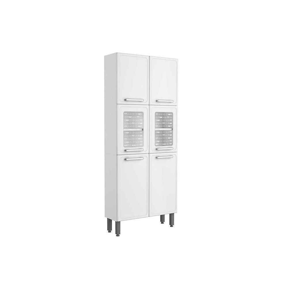 Paneleiro De Cozinha Gourmet 7039 6 Portas 2 Vidro Branco Bertolini