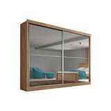 Guarda Roupa Casal 2 Portas De Correr E 4 Gavetas C Espelho Verona Plus Amendoa Europa