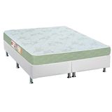 Cama Box Queen Colchao Espuma D33 Castor Sleep Max Base Crc Courano White 158x198