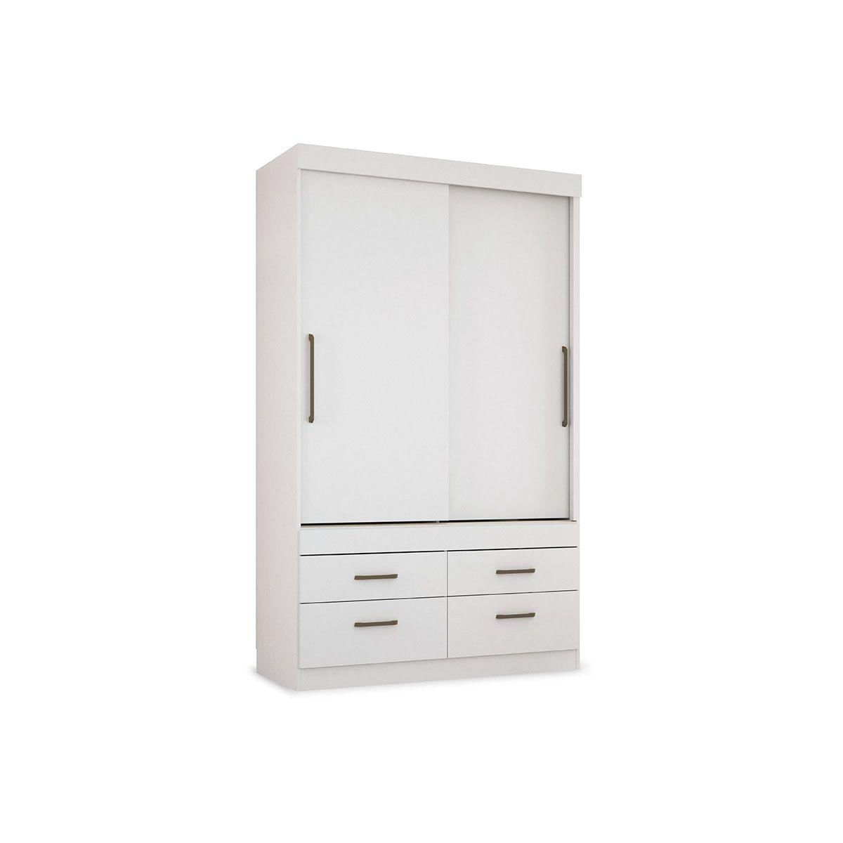 Guarda Roupa Solteiro 2 Portas De Correr E 4 Gavetas Click 2 4 Branco Santos Andira