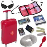 Mala De Viagem De Boneca Com Bagagem Aberta E Próxima Bagagem, Bilhete, Passaporte E 12 Acessórios - Conjunto De Viagens Para Bonecas De 18 Polegadas