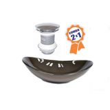 Cuba De Vidro Oval 47cm Marrom + Válvula Click