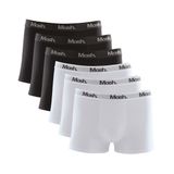 Kit 6 Cuecas Boxer Mash Cotton Elástico Preto e Branco