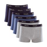 Kit 6 Cuecas Boxer Mash Cotton Elástico Azul e Cinza