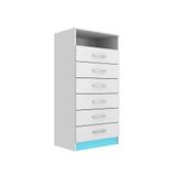 Cômoda Caronte Com 6 Gavetas  Branco &amp; Azul Evidência