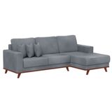 Sofá 4 Lugares Bayan com Chaise Direito Veludo Cinza