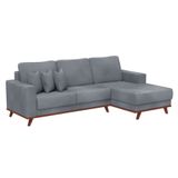 Sofá 4 Lugares Praya com Chaise Direito Veludo Cinza