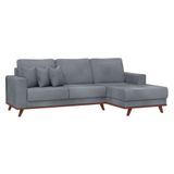 Sofá 4 Lugares Sape com Chaise Direito Veludo Cinza