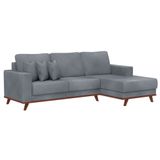 Sofá 4 Lugares Bali com Chaise Direito Veludo Cinza