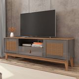 Rack Esmeralda Cinza Pérola E Noce 160 Cm