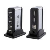 Mini Hub Usb 2.0 Com 7 Portas Em Torre Com Fonte De Alimentação