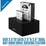 Sabrent Usb 3.0 Para Sata Dual Bay Externo Hard Drive Docking Station Para 2.5 Ou 3.5in Hdd Ssd Com Função Duplicador/cloner Do Disco Rígid