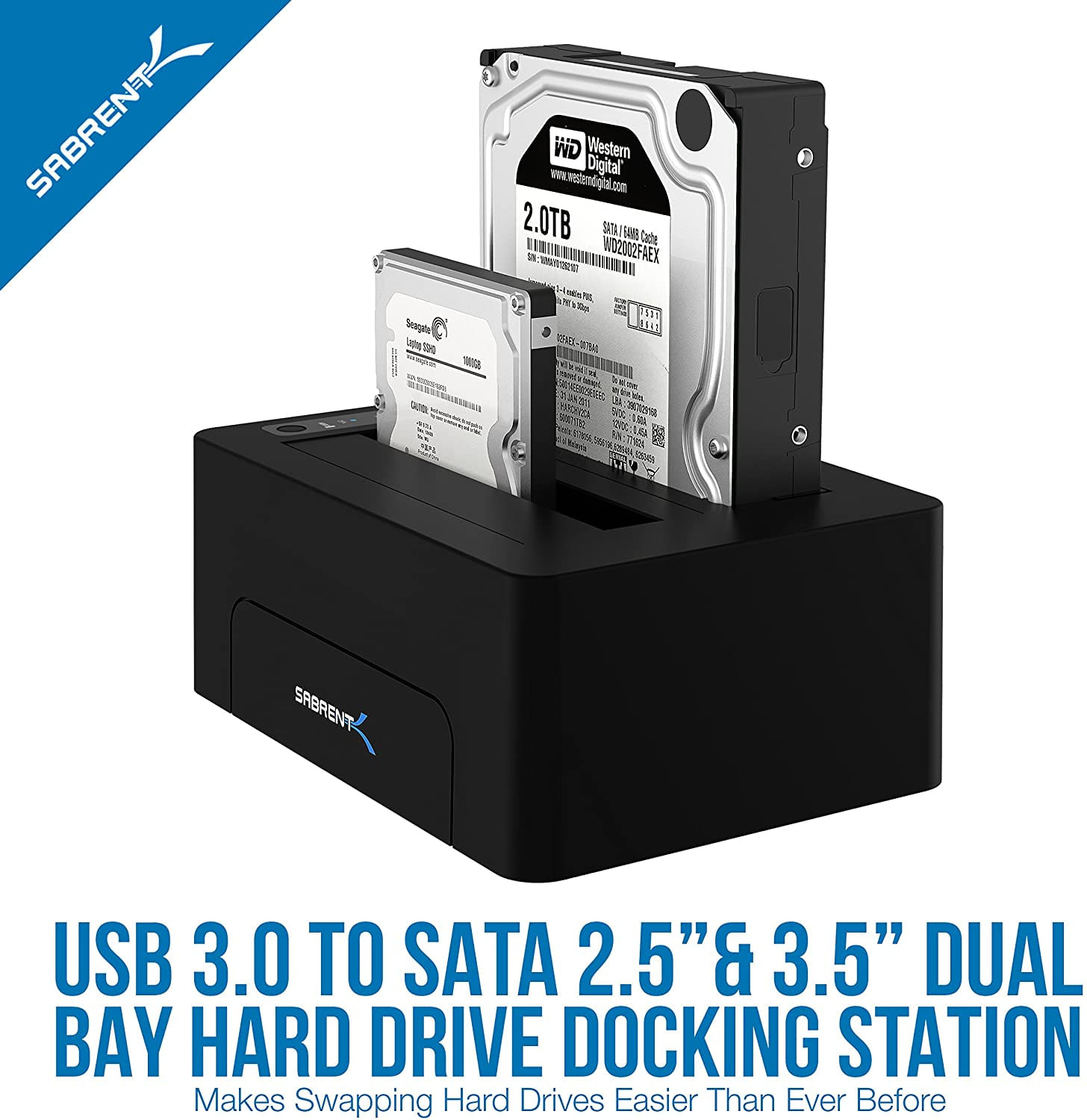 Sabrent Usb 3.0 Para Sata Dual Bay Externo Hard Drive Docking Station Para 2.5 Ou 3.5in Hdd Ssd Com Função Duplicador/cloner Do Disco Rígid