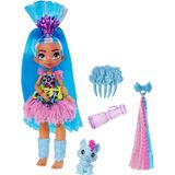 Boneca Mattel Cave Club Tella (10 Polegadas Cabelo Azul) Boneca De Moda Pré-histórica Poseable Com Dinossauro Animal De Estimação E Acessór