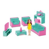 Boneca Com Moveis E Acessorios Judy Home Sala Samba Toys