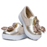 Tenis Iate Slipon Infantil Menina Feminino Casual Moda 11.42 Cor:dourado,tamanho:22