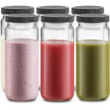 Garrafa De Vidro De Viagem Mason Jar 16 Onças 6-pack Tampas Herméticas Plásticas, Garrafa De Água De Vidro Reutilizável Para Juicing, Smoothies, Kom