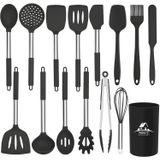 Mibote 15 Pcs Silicone Kitchen Utensils Set, Utensílios De Cozinha Conjunto Com Silicone Resistente Ao Calor E Conjunto De Ferramentas De Cozinha De