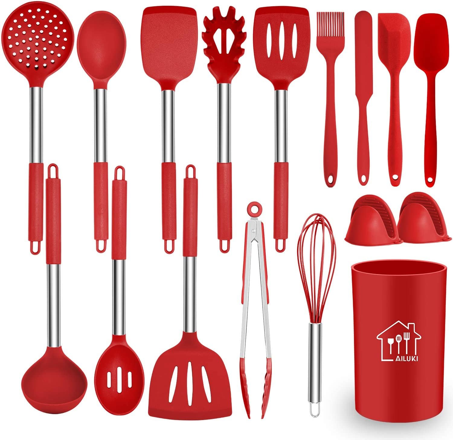 Conjunto De Utensílios De Cozinha De Silicone Utensílios De Cozinha 17 Pcs Conjunto De Utensílios De Cozinha Silicone Resistente Ao Calor