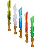 2013 Lego Ninjago Ninja Elemental Blades - Variedade Personalizada De 5 Lâminas Elemental Com Hilts De Ouro Pérola - Terra Fogo Gelo Relâ