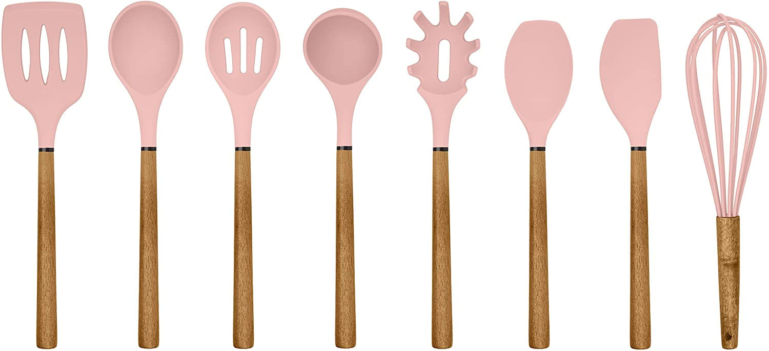 Utensílios De Cozinha De Silicone Da Cozinha Country 8 Pc Conjunto De Utensílios De Cozinha Utensílios De Cozinha De Madeira Fáceis De Lim