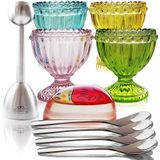 Copos De Ovos Estilo Antigo Nobleegg Para Ovos Cozidos Macios | Conjunto De 4 | Egg Timer Pro | 18/10 Colheres De Ovo | | De Topper De Ovo Caixa De P