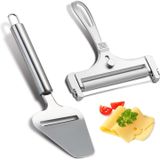 2 Peças Fatiador De Queijo De Aço Inoxidável Com Ferramenta De Plano De Queijo Cortador De Queijo De Espessura Ajustável Para Macia Semi-d
