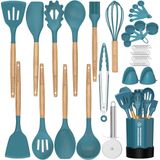 Utensílios De Cozinha Conjunto De Silicone Utensílios De Cozinha -fungun 26 Pcs Cozinha Utensílios De Madeira Ferramentas De Plástico Tira D