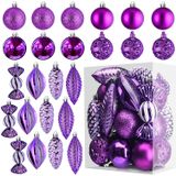 Enfeites De Baile De Natal Roxo Para Decorações De Natal - 24 Peças Enfeites À Prova De Fogo Com Laço Pendurado Para Decoração De Natal E Fe