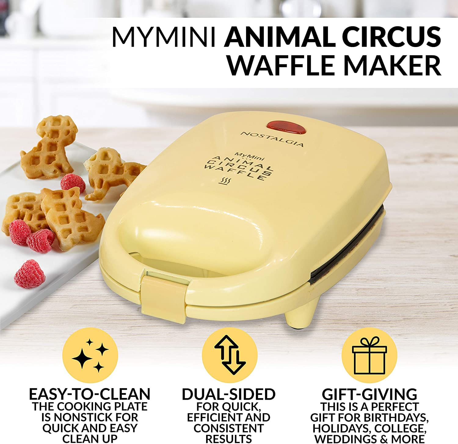 Nostalgia Manwfl4yw Mymini Electric Animal Circus Waffle Maker Faz Gato ...