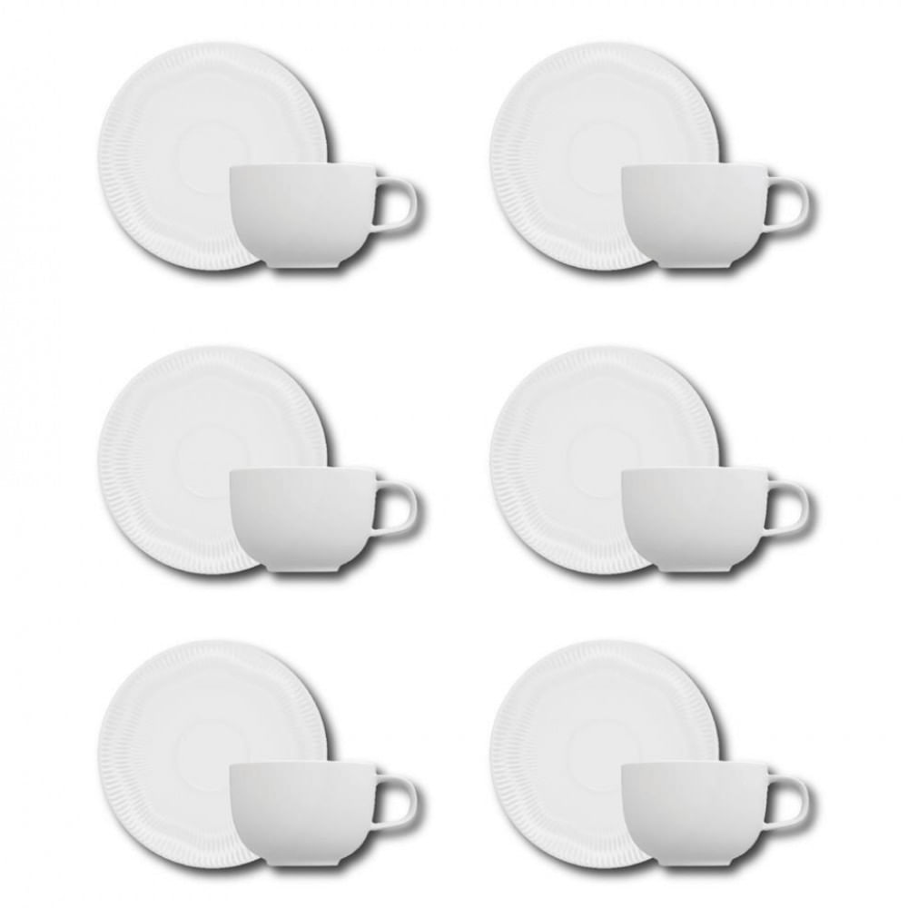 Conjunto De Xícaras Para Café Germer Shell Em Porcelana 80 Ml 6 Peças