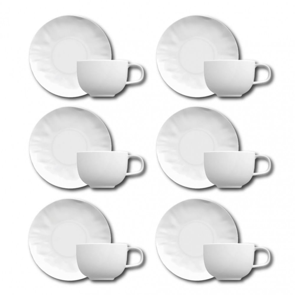 Conjunto De Xícaras Para Chá Germer Orgânico Em Porcelana 240 Ml 6 Peças