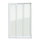 Porta De Pvc De Correr 210x180cm Com 3 Folhas E Vidro Liso Temperado Itec Brimak Branco