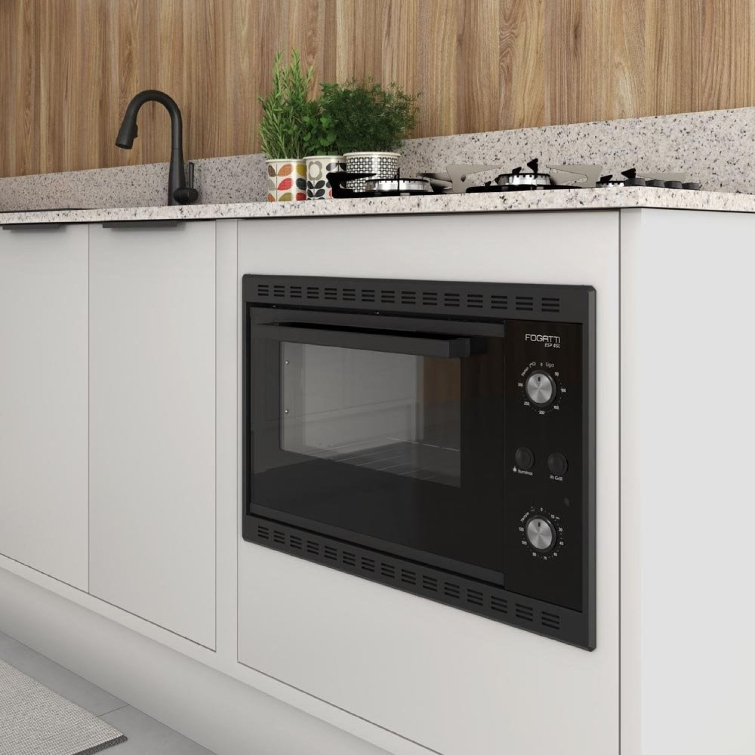 Forno Elétrico De Embutir 45 Litros Esp 127v Fogatti Preto