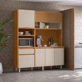 Cozinha Compacta 6 Portas 5 Prateleiras 1 Gaveta Monet Nature / Off White