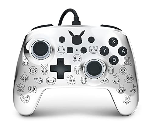 Controlador Com Fio Aprimorado Powera Para Nintendo Switch - Pikachu Black &amp; Silver