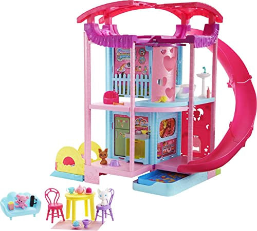 Barbie Chelsea Playhouse (~20-in) Transforming Dollhouse Com Slide, Pool, Ball Pit, Pet Puppy &amp; Kitten, Elevator, 15+ Acessórios, Presente P