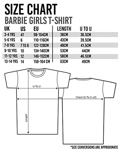 Barbie T-shirt 2 Pack Meninas Crianças Boneca Logo Listrado Preto &amp;