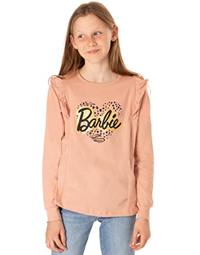 Barbie T-shirt Meninas Crianças Boneca Leopardo Estampa Coração Rosa Fr