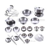 25 Pçs Utensílios De Cozinha Brinquedos De Fingir Inox