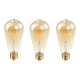 Kit 3 Lampada Filamento Retro Led Industrial 4w Ambar Ali48