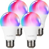 Lâmpada Inteligente Wifi Led Lâmpada De Mudança De Cor, E26 Rgbcw 9w Dimmable Multicolor, Compatível Com Alexa, Google Home, Sem Hub Necessário,4 Pac