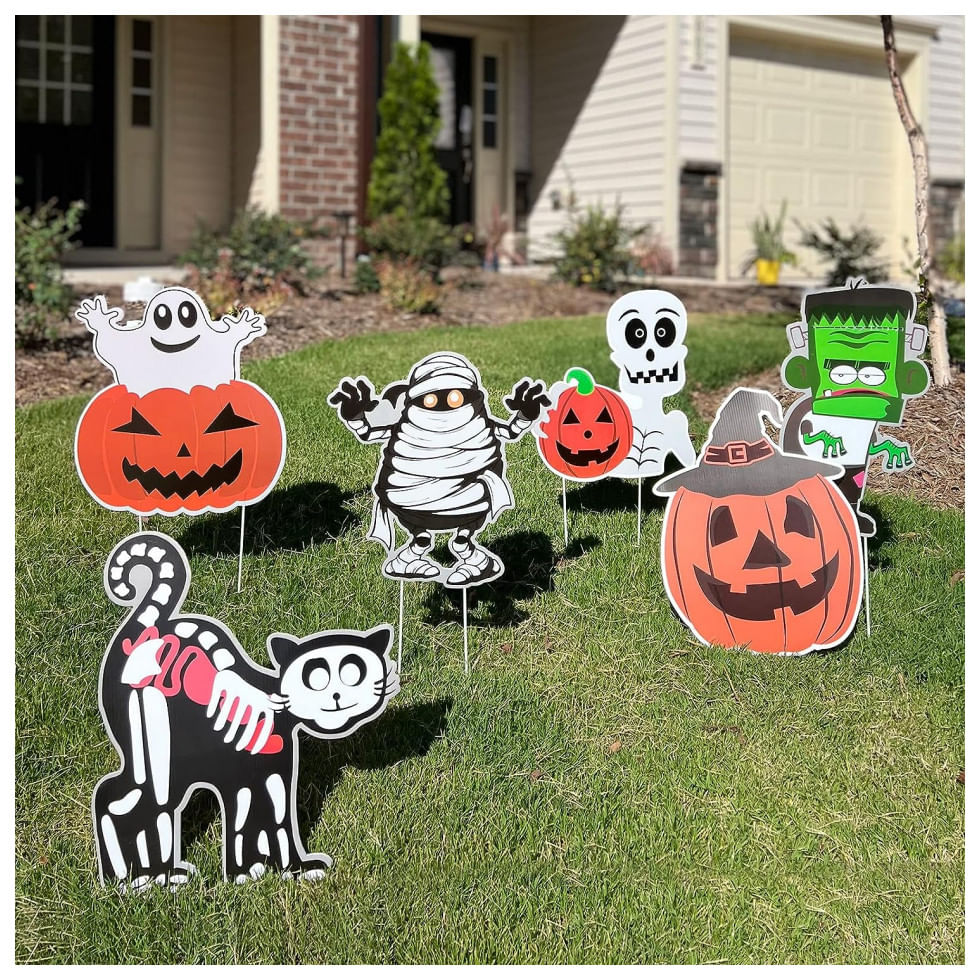 Kit Decoração De Halloween Para Quintal Com 6 Unidades