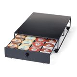 Gaveta Mini Gaveta De Café De Rolamento Nifty – Acabamento Preto, Compatível Com K-cups, Porta-pacotes De 24 Pods, Compacta Sob Gaveta De Armazenamen