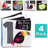 Baby First Soft Activity Cloth Book Set, High Contrast Black And White Interactive Crinkle Soft Book Bundle For Infant, Baby Early Education For Brai